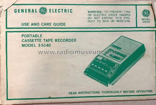 Portable Cassette Tape Recorder 3-5140A; General Electric Co. (ID = 2806518) R-Player
