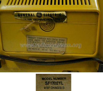 SF1702YL 9SF; General Electric Co. (ID = 1254173) Televisore