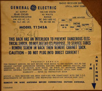 T1245A; General Electric Co. (ID = 2381359) Radio