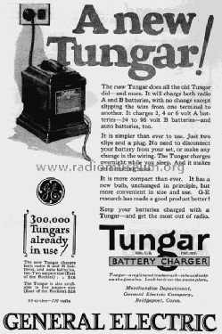 Tungar Battery Charger 1925; General Electric Co. (ID = 1216317) A-courant