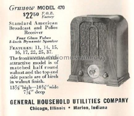 Grunow 470 Ch= 4-C; General Household (ID = 1236898) Radio