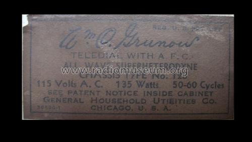 Grunow Teledial 1291 Ch= 12B; General Household (ID = 976029) Radio