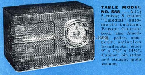 Grunow Teledial 588 Ch= 5-W; General Household (ID = 1006655) Radio