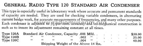 Air Condenser 120 A; General Radio (ID = 2427639) Radio part
