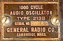 Audio Oscillator 1000 Hz 213-B; General Radio (ID = 188771) Equipment