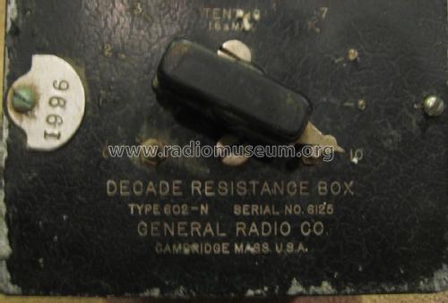 Decade Resistance Box 602-N; General Radio (ID = 1779393) Equipment