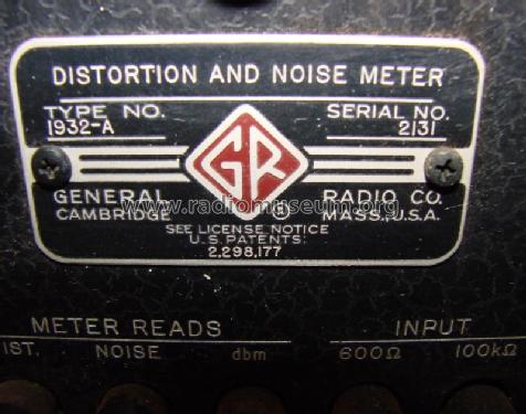 Distortion and Noise Meter 1932-A; General Radio (ID = 1560677) Equipment