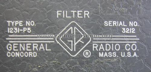 Filter 1231-P5; General Radio (ID = 1965936) Equipment