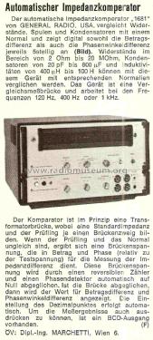 Impedanz-Komparator 1681; General Radio (ID = 1113874) Equipment