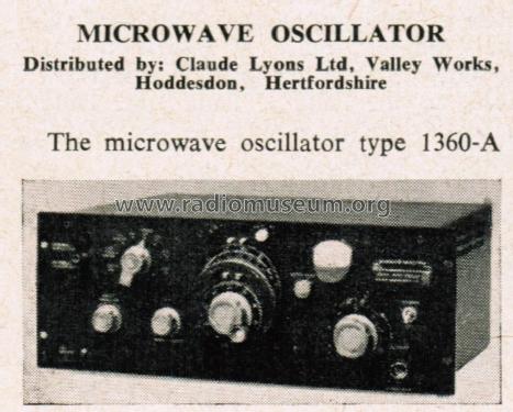 Microwave Oscillator 1360-A; General Radio (ID = 2726895) Equipment