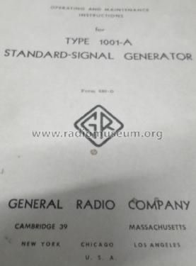 Standard Signal Generator 1001-A; General Radio (ID = 1792906) Equipment