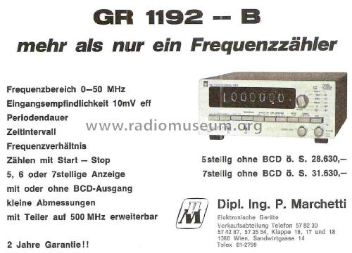 Counter GR-1192-B; General Radio (ID = 1041758) Equipment