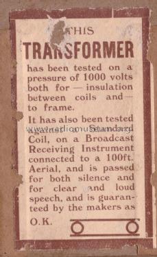 L. F. Transformer ; Gent & Co. Ltd., (ID = 2477423) Radio part