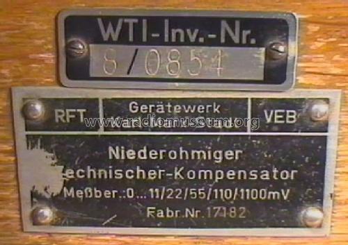 Niederohmiger Technischer Kompensator ; Gerätewerk Karl-Marx (ID = 413244) Ausrüstung