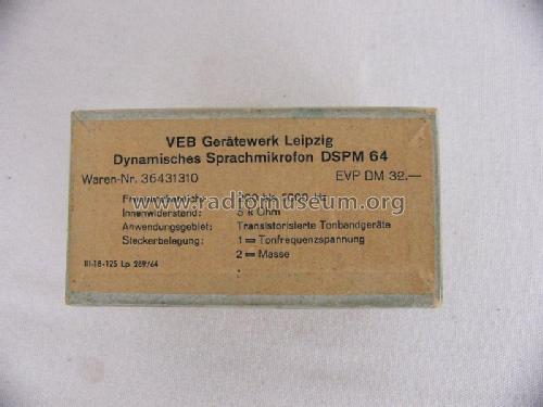 DSPM64; Gerätewerk Leipzig, (ID = 2231655) Microfono/PU