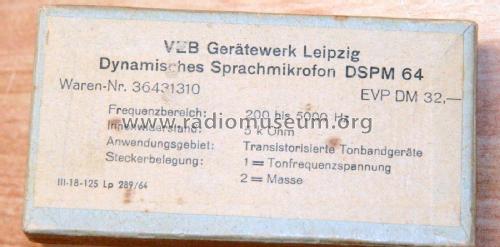 DSPM64; Gerätewerk Leipzig, (ID = 2593078) Microfono/PU