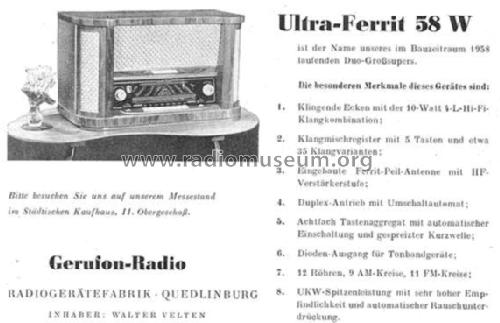 Ultra-Ferrit 58W; Gerufon-Radio Walter (ID = 197556) Radio