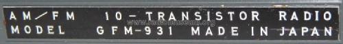 FM-AM Ten Transistor GFM-931; Global Mfg. Co.; (ID = 973621) Radio