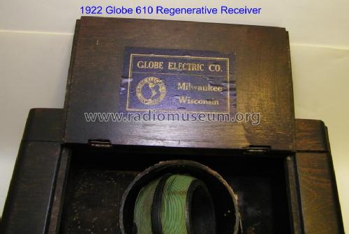 1 Tube Regenerative Tuner-Detector No. 610; Globe Electric Co.; (ID = 1005975) Radio