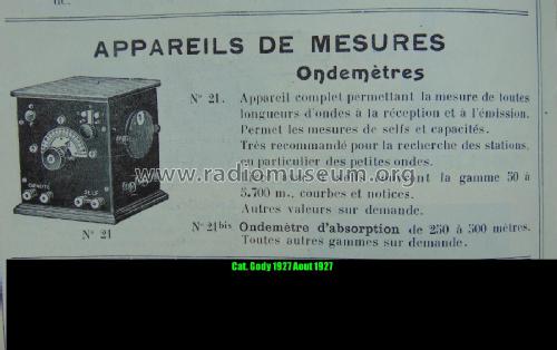 Ondemètre d'Absorption No 21 bis; Gody, Abel; Amboise (ID = 2186167) Equipment