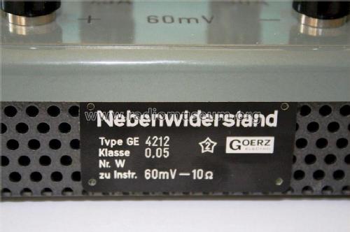 Nebenwiderstand GE 4212; Goerz Electro Ges.m. (ID = 1733067) Equipment