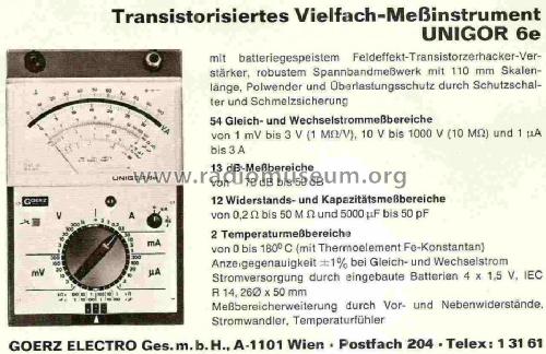 Unigor 6e Type 226236; Goerz Electro Ges.m. (ID = 1113252) Ausrüstung