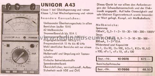 Unigor A43; Goerz Electro Ges.m. (ID = 1959887) Equipment