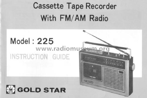 FM/ AM Radio Cassette Recorder 225; Gold Star Co., Ltd., (ID = 1482729) Radio