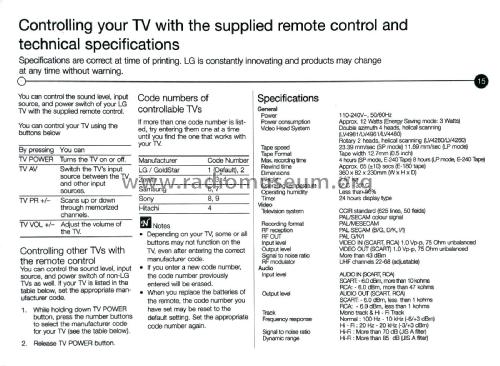 Video Recorder LV4981; Gold Star Co., Ltd., (ID = 2297071) R-Player