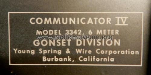 Communicator IV 3342; Gonset Inc., (ID = 2649859) Amat TRX