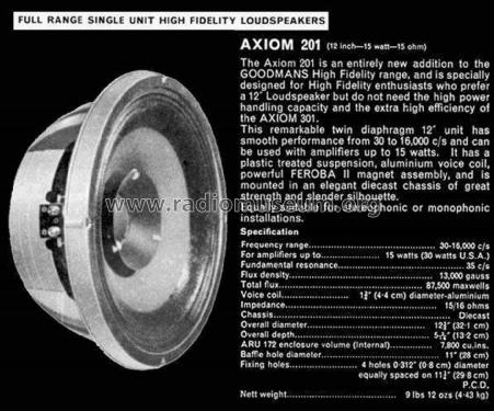 Axiom 201; Goodmans Industries (ID = 2077354) Speaker-P