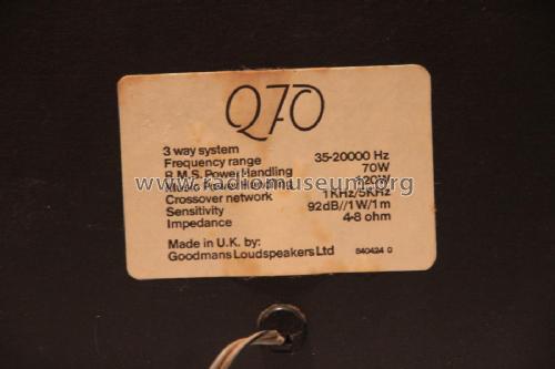 Q70; Goodmans Industries (ID = 1836562) Speaker-P