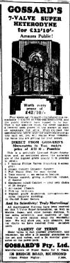 7-Valve Superheterodyne ; Gossards Pty Ltd. (ID = 2284388) Radio