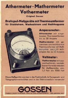 Athermeter - Amperemeter ; Gossen, P., & Co. KG (ID = 1267060) Equipment