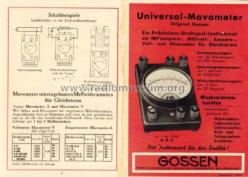 Mavometer ; Gossen, P., & Co. KG (ID = 1253123) Ausrüstung