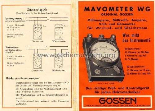 Mavometer WG; Gossen, P., & Co. KG (ID = 1253323) Equipment