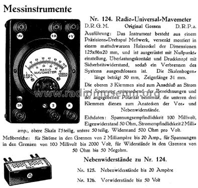 Radio-Universal-Mavometer ; Gossen, P., & Co. KG (ID = 2651774) Equipment