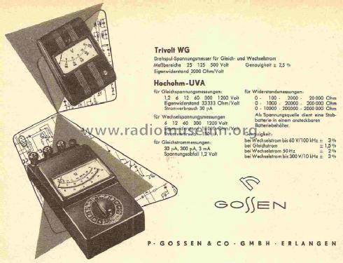 Trivolt-Voltmeter WG; Gossen, P., & Co. KG (ID = 836980) Equipment