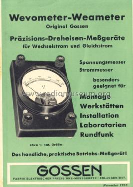 Weameter - Voltmeter ; Gossen, P., & Co. KG (ID = 1267038) Equipment