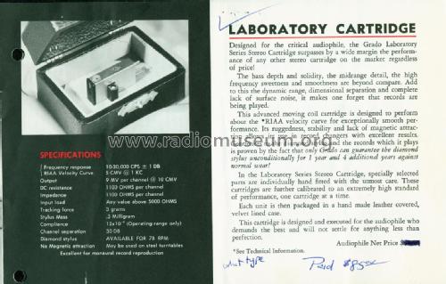 Laboratory Series Stereo Cartridge ; Grado Laboratories (ID = 2285103) Mikrofon/TA