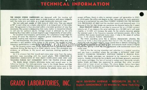 Laboratory Series Stereo Cartridge ; Grado Laboratories (ID = 2285108) Mikrofon/TA