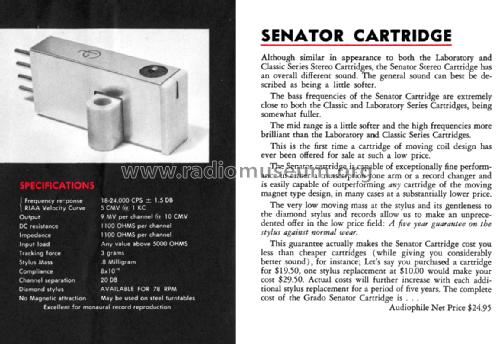 Senator Cartridge ; Grado Laboratories (ID = 2285194) Microphone/PU