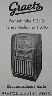 Fernsehtischgerät F3/10; Graetz, Altena (ID = 1209444) Televisore