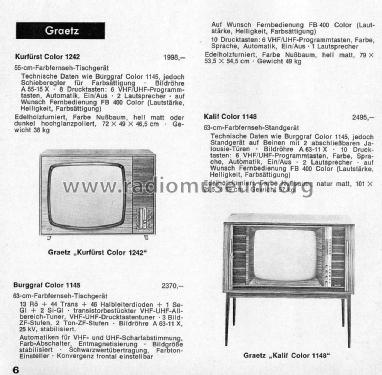 Kalif Color 1148; Graetz, Altena (ID = 2806125) Televisión