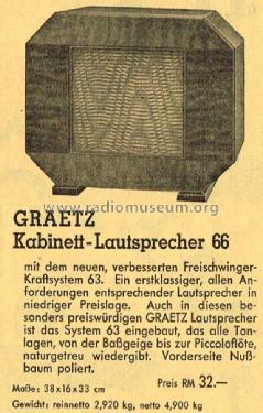 Kabinett-Lautsprecher 66; Graetz Radio, Berlin (ID = 1834820) Speaker-P