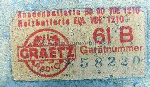 61B; Graetz Radio, Berlin (ID = 441531) Radio