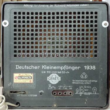 Deutscher Kleinempfänger 1938 DKE38; Graetz Radio, Berlin (ID = 1423896) Radio