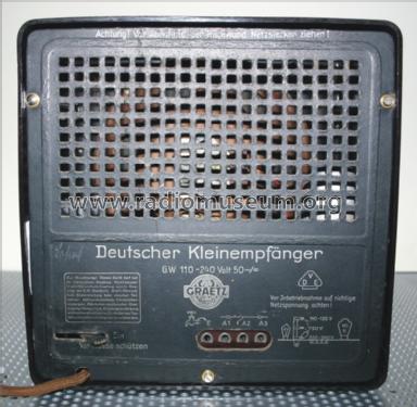 Deutscher Kleinempfänger DKE Sparmodell ohne Entbrummer; Graetz Radio, Berlin (ID = 1514809) Radio