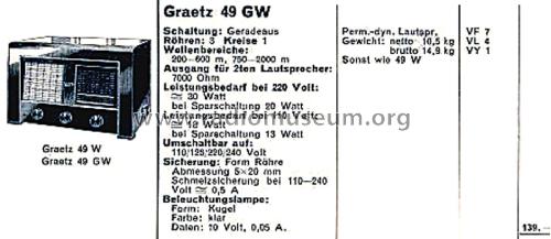 Einkreiser 49GW; Graetz Radio, Berlin (ID = 2564778) Radio