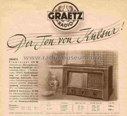 Einkreiser 49W; Graetz Radio, Berlin (ID = 706964) Radio